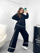 Conjunto Valentina em Tricô com Gola Alta e Calça