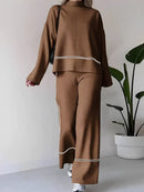 Conjunto Valentina em Tricô com Gola Alta e Calça