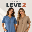 (Compre 1 Leve 2) Blusa Jeans Calenny Com Acabamento Estonado e Caimento Soltinho