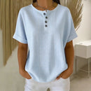 (Compre 1 Leve 2) Blusa Marina Com Listras Delicadas e Botões Frontais