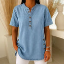 (Compre 1 Leve 2) Blusa Jeans Calenny Com Acabamento Estonado e Caimento Soltinho