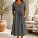 Vestido Cassandra com Estampa de Listras Delicadas